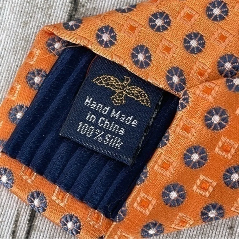 Eagle Men's Orange Blue Silk Neck Tie